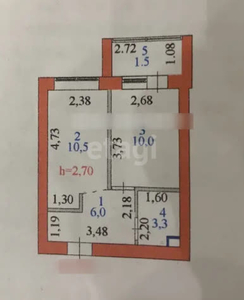 1-комн. квартира , 32м² , 7/9 этаж