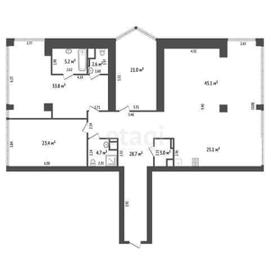 4-комн. квартира , 195м² , 4/30 этаж