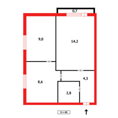 Продажа 2-комнатной квартиры, 39 м, Бухар-Жырау