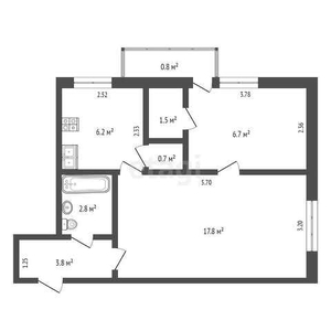 2-комн. квартира , 50м² , 4/4 этаж