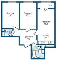 3-комн. квартира , 70.6м² , 9/24 этаж