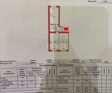 Продажа 2-комнатной квартиры, 62 м, Орынбор, дом 13