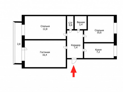 Продажа 3-комнатной квартиры, 65 м, Аспара, дом 1