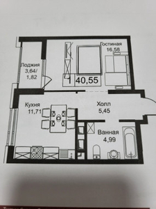 Продажа 1-комнатной квартиры, 41 м, Улы Дала, дом 27/1 - Туран