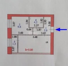 1-комн. квартира , 39.2м² , 6/12 этаж