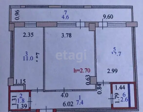 2-комн. квартира , 60м² , 11/20 этаж