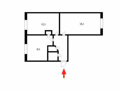 2-комн. квартира , 41.1м² , 4/4 этаж