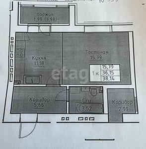 1-комн. квартира , 38.14м² , 10/12 этаж