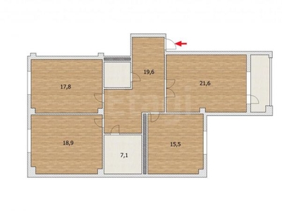 3-комн. квартира , 107м² , 8/9 этаж