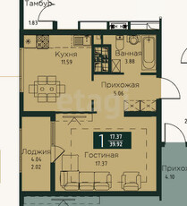 1-комн. квартира , 40.5м² , 14/16 этаж