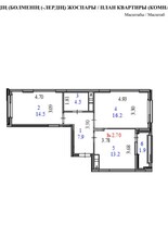 2-комн. квартира , 58.2м² , 9/9 этаж