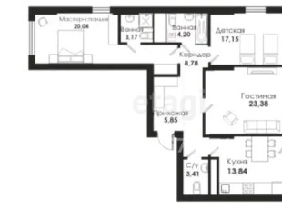 3-комн. квартира , 102м² , 12/15 этаж