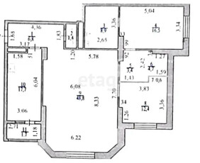 3-комн. квартира , 122м² , 8/20 этаж