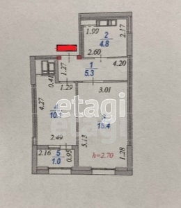 1-комн. квартира , 36.6м² , 17/22 этаж