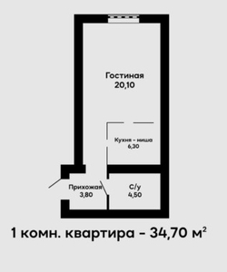 Продажа 1-комнатной квартиры, 34 м, Гапеева, дом 1/9