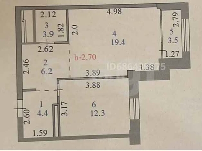 2-комн. квартира , 50м² , 18/23 этаж