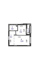 1-комн. квартира , 39.9м² , 1/9 этаж