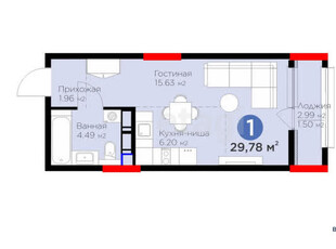 1-комн. квартира , 30м² , 11/14 этаж