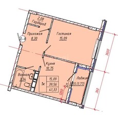 1-комн. квартира , 43м² , 8/9 этаж