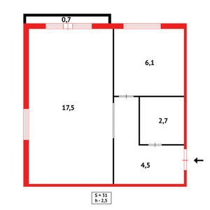 Продажа 1-комнатной квартиры, 31 м, Гоголя, дом 50/1