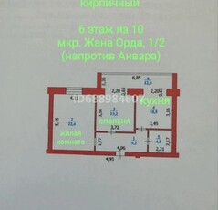 2 комнатная квартира, мкр Жана Орда 1/2 — Анвар в 6 мкр. по Абулхаир хана