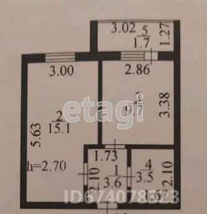 1-комн. квартира , 33.6м² , 3/5 этаж