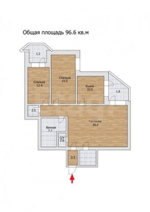 3-комн. квартира , 100м² , 5/11 этаж