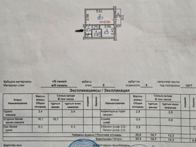 Продажа 1-комнатной квартиры, 31 м, Сатпаева проспект, дом 16/1