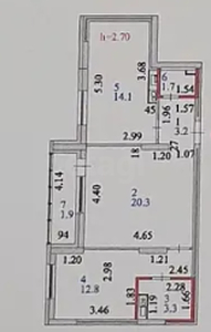 2-комн. квартира , 57м² , 6/15 этаж