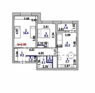 3-комн. квартира , 60м² , 5/16 этаж