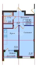 1-комн. квартира , 39.67м² , 11/18 этаж