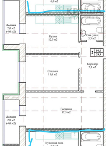 2-комнатная квартира, 56 м², 7/8 этаж, Кордай — Ахмета Байтурсынова