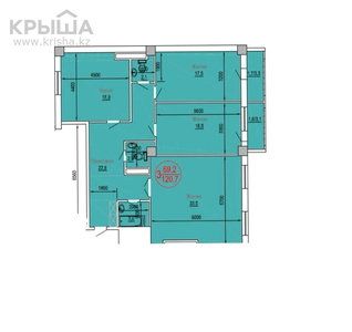 3-комнатная квартира, 120.7 м², 6/15 этаж, 17-й мкр 87/4