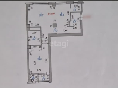 2-комн. квартира , 81.3м² , 22/24 этаж