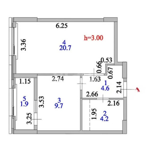 1-комн. квартира , 41.1м² , 17/18 этаж