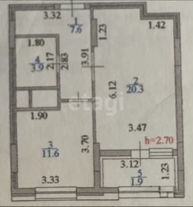 1-комн. квартира , 45.3м² , 16/22 этаж