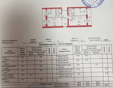 4-комн. квартира , 80м² , 3/9 этаж