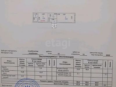 1-комн. квартира , 41.6м² , 12/12 этаж