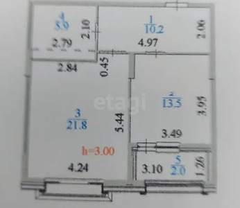 1-комн. квартира , 54.3м² , 9/12 этаж