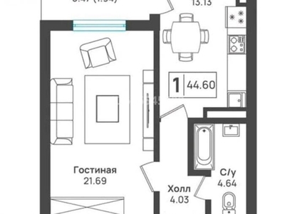 1 комнатная квартира, мкр Нурлытау (Энергетик), Парасат (14-улица) 2