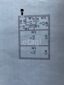 2-комн. квартира , 44.2м² , 1/5 этаж