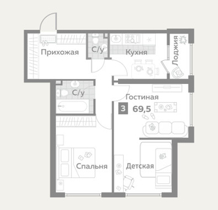 Продажа 3-комнатной квартиры, 70 м, Кайрат мкр-н, дом 303/5 - Рыскулова