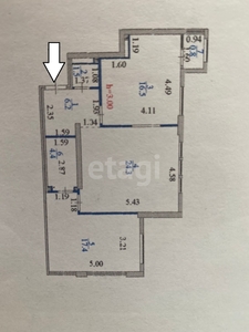 2-комн. квартира , 71.1м² , 6/9 этаж