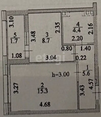 1-комн. квартира , 35.7м² , 4/9 этаж