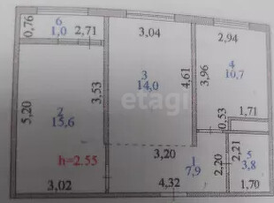 2-комн. квартира , 53м² , 5/10 этаж