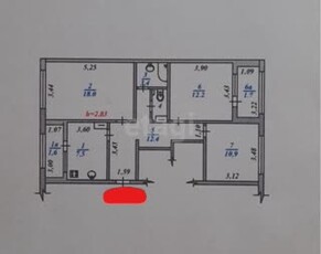 3-комн. квартира , 74м² , 8/9 этаж