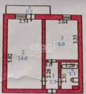 1-комн. квартира , 32.8м² , 6/10 этаж