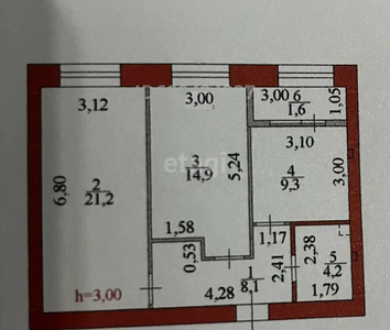 2-комн. квартира , 59.3м² , 5/12 этаж