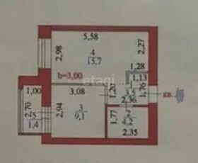 1-комн. квартира , 33.9м² , 1/9 этаж