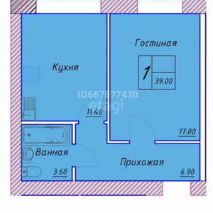 Продажа 1-комнатной квартиры, 39 м, Болекпаева, дом 22